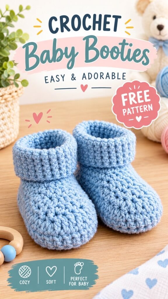 Free Baby Booties Crochet Pattern Easy  Adorable Baby Shoes