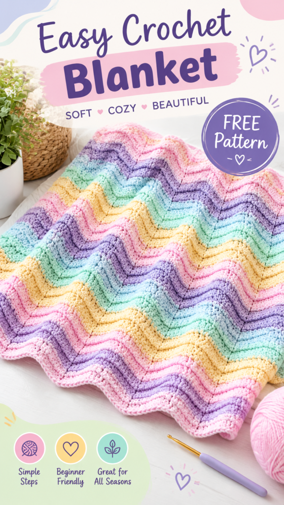 Pastel Rainbow Crochet Chevron Blanket Pattern Ideas for Cozy Handmade Decor
