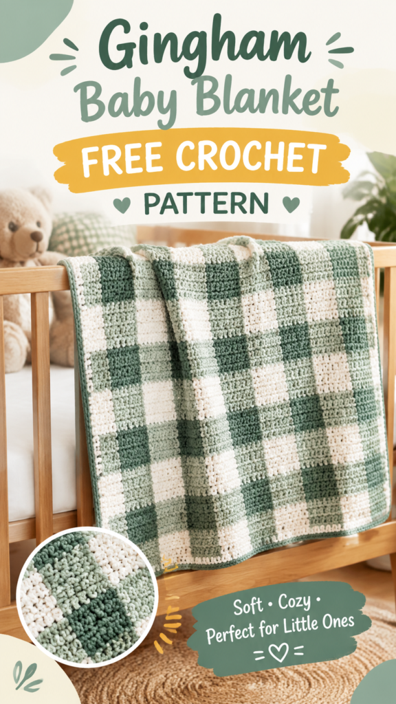 Gingham Baby Blanket Crochet Pattern for Cozy Nursery Decor