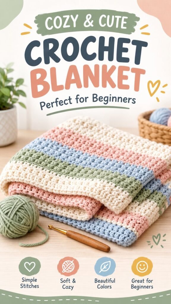 How to Crochet a Baby Blanket Easy Beginner Tutorial  Pattern