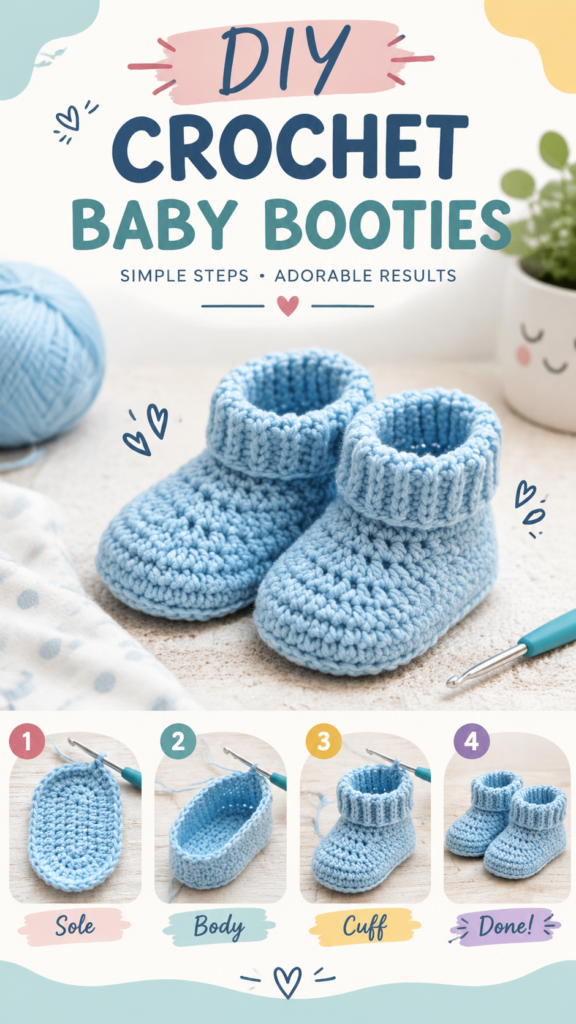 Easy Crochet Baby Shoes Tutorial  DIY Baby Booties Pattern for Beginners