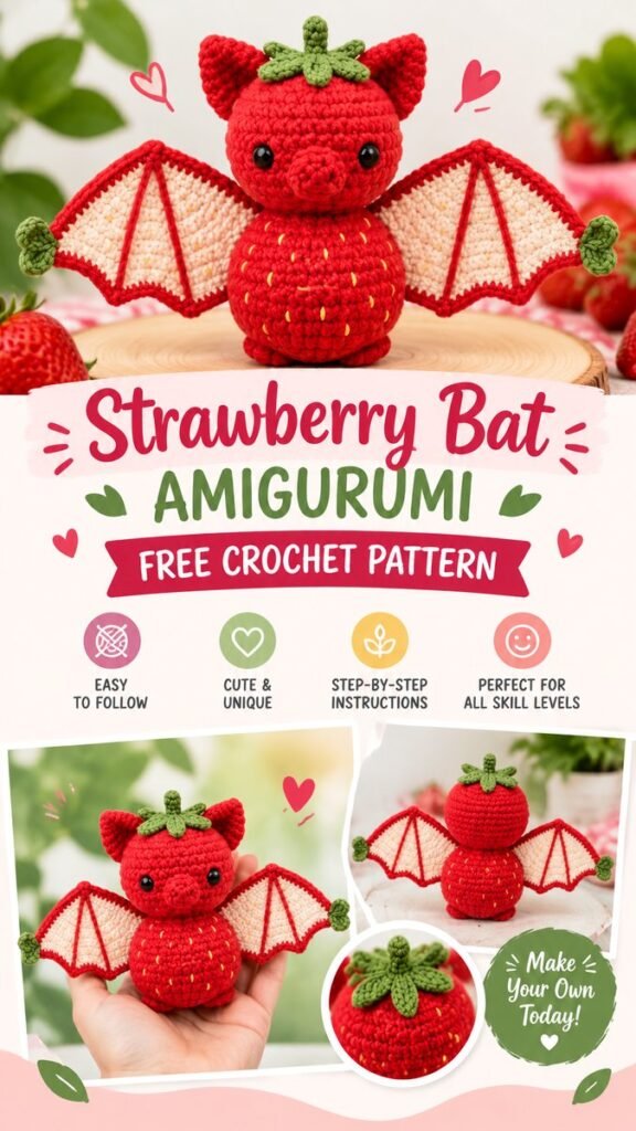 Kawaii Crochet Bat Amigurumi Pattern Cute Handmade Plush Toy Idea