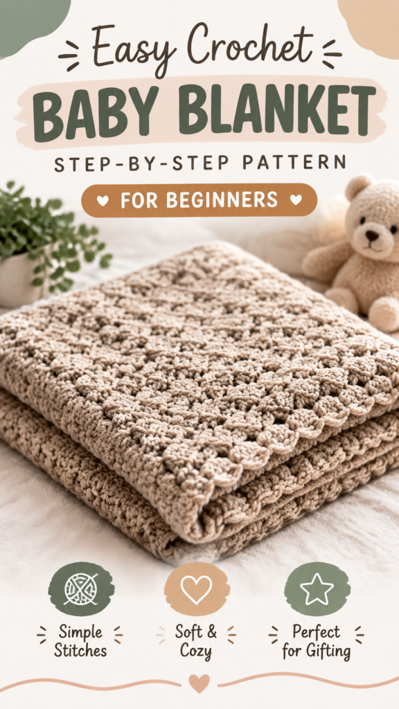 One Skein Baby Blanket Crochet Pattern for Beginners