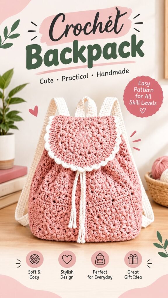Cute Crochet Backpack Pattern for Beginners  Stylish Handmade Bag Idea