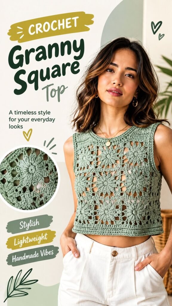 Crochet Granny Square Top for Summer  Easy Stylish Crochet Pattern