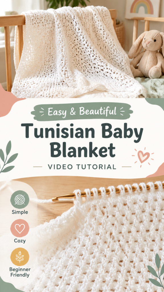 Tunisian Crochet Baby Blanket Pattern Easy Cozy Tutorial