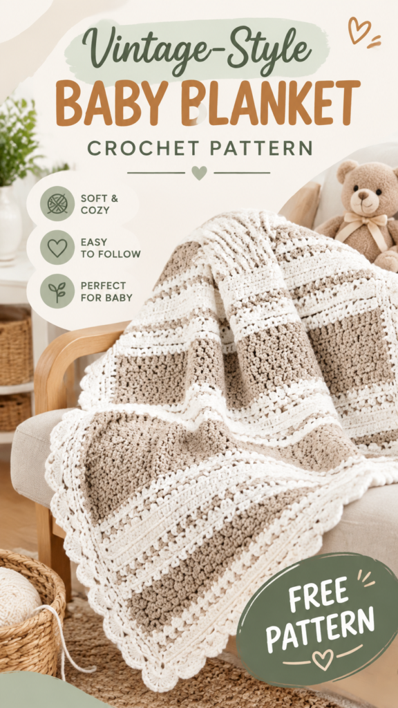 Vintage Style Baby Blanket Crochet Pattern for Cozy Nursery Decor
