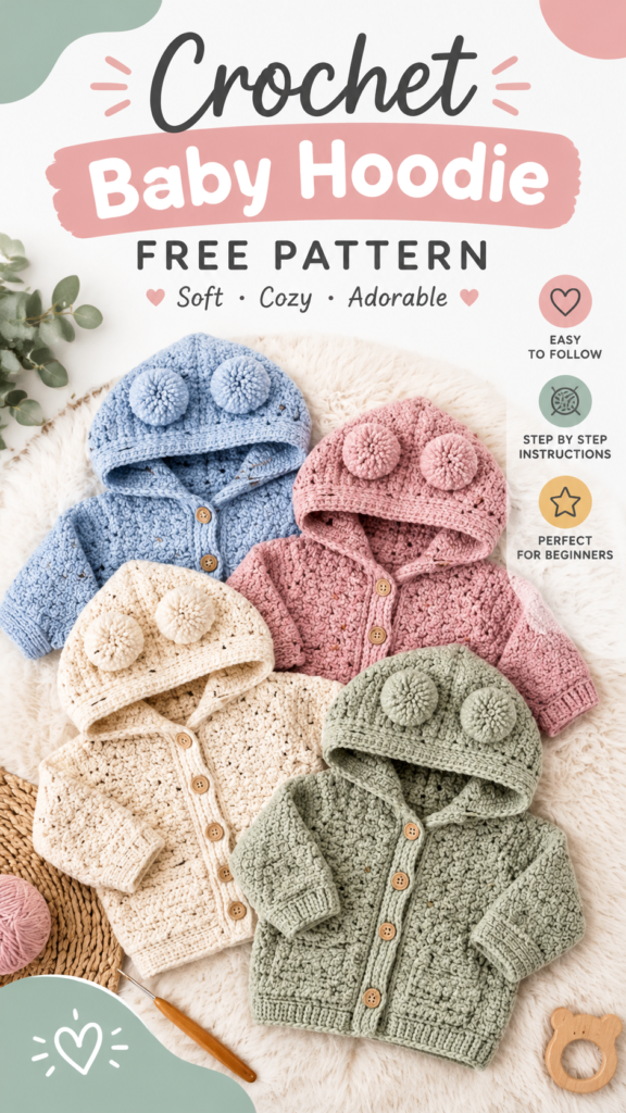Free Baby Bear Crochet Hoodie Pattern  Cute Teddy Bear Sweater DIY