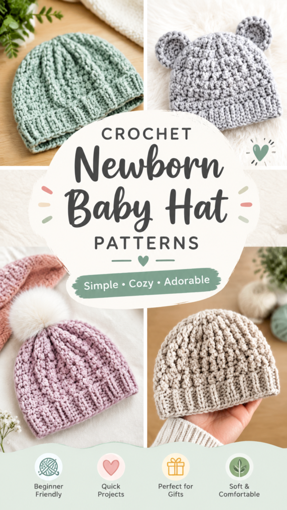 Free Crochet Newborn Baby Boy Hat Pattern – Easy Baby Beanie