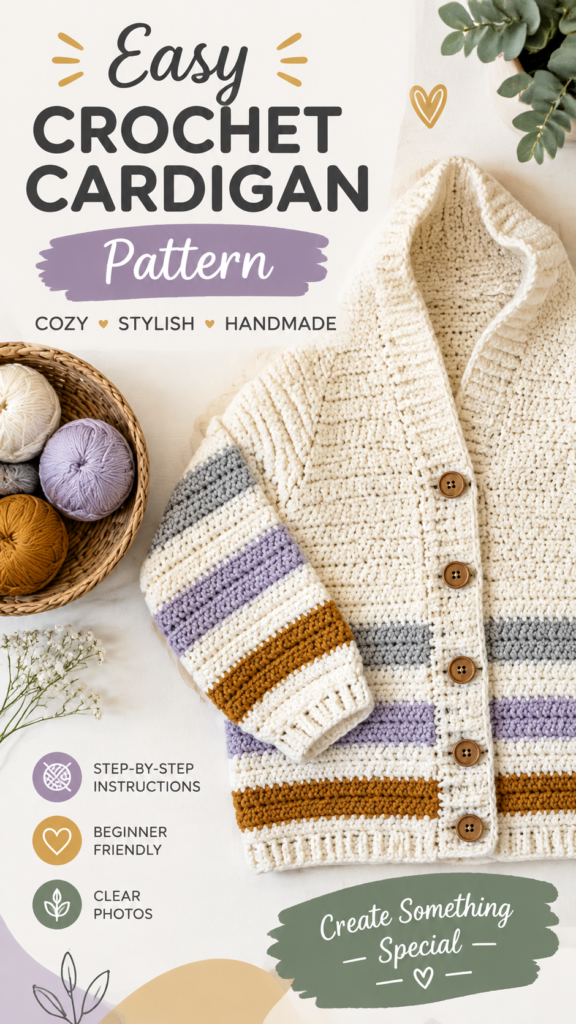 Baby Boy Crochet Sweater Free Pattern  Cozy Hooded Baby Cardigan Tutorial
