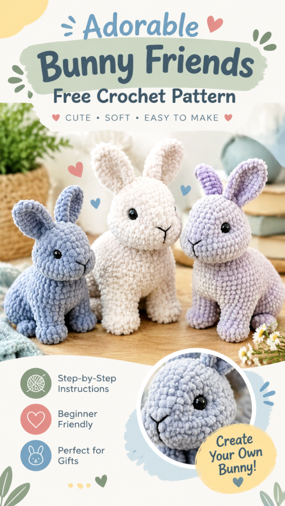 Free Baby Bunny Crochet Pattern  Cute Amigurumi Rabbit Tutorial