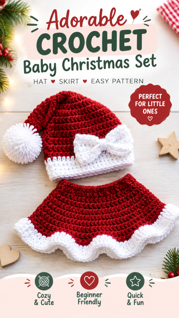 Crochet Santa Hat Pattern with Bow and Festive Christmas Skirt Design