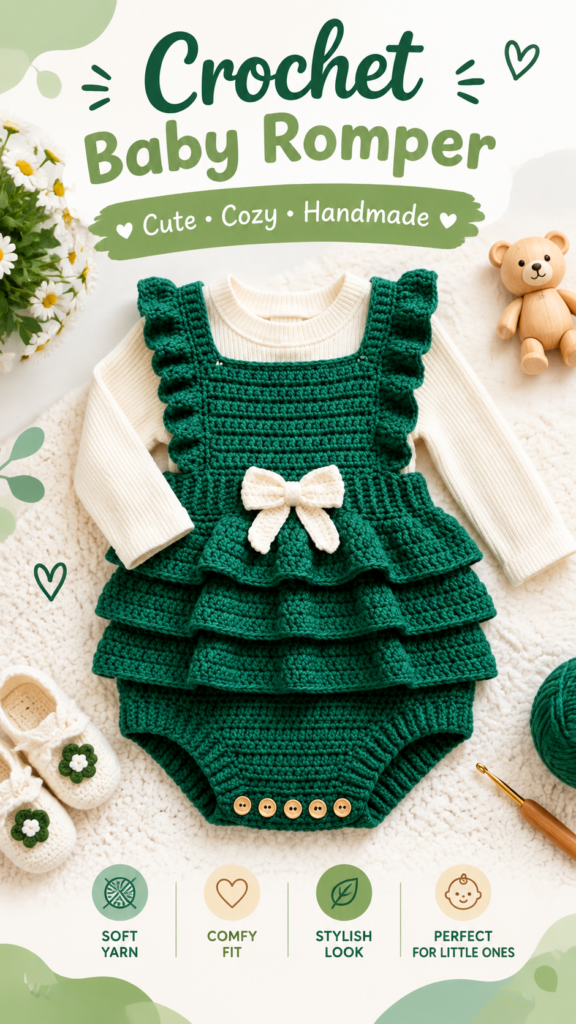 Adorable Crochet Christmas Baby Romper Pattern with Ruffled Skirt Design