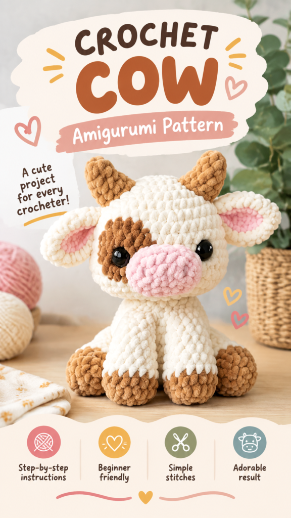 Adorable Crochet Cow Plush Toy Pattern Idea for Cozy Handmade Gifts