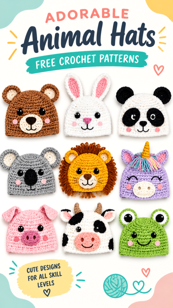 Cute Animal Crochet Baby Hats  DIY Baby Crochet Accessories