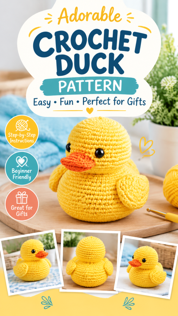 Free Baby Duck Crochet Pattern  Cute Amigurumi Duck Tutorial