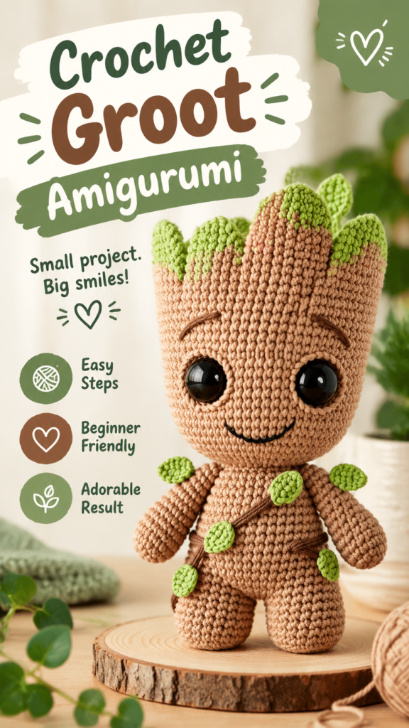 Free Baby Groot Crochet Pattern  Cute Amigurumi Tutorial