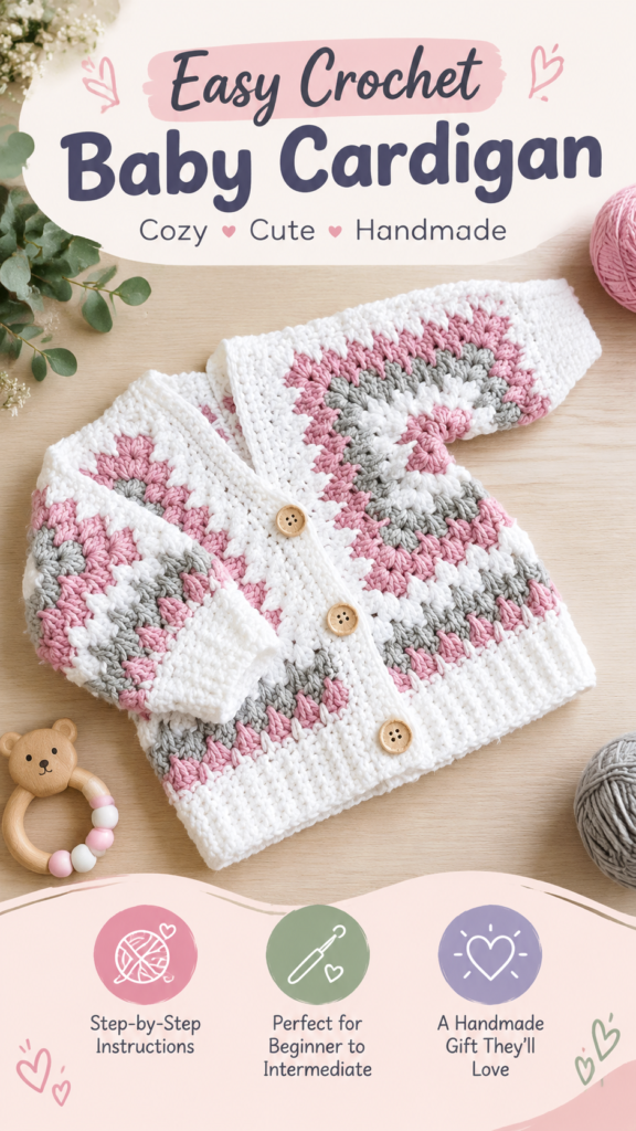 Baby Hexagon Cardigan Crochet Pattern  Cozy Handmade Sweater