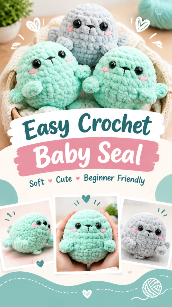 Easy Crochet Baby Seal Pattern  Cute No Sew Amigurumi Seal Tutorial
