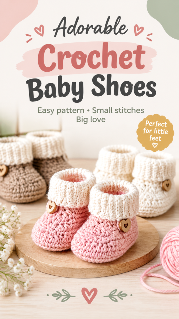 Free Crochet Baby Shoes Pattern for Beginners  Cute Baby Booties Tutorial