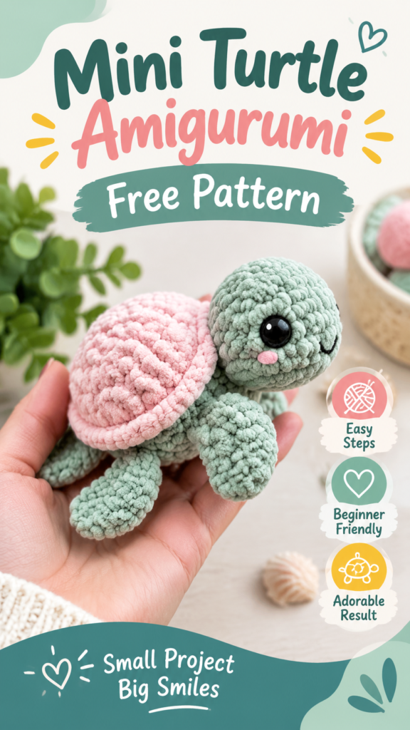 Baby Turtle Crochet Pattern Cute Amigurumi Turtle Tutorial for Beginners