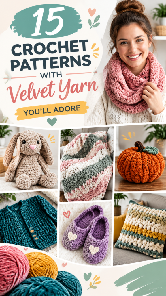 15 Cute Velvet Yarn Crochet Patterns for Babies and Beginners