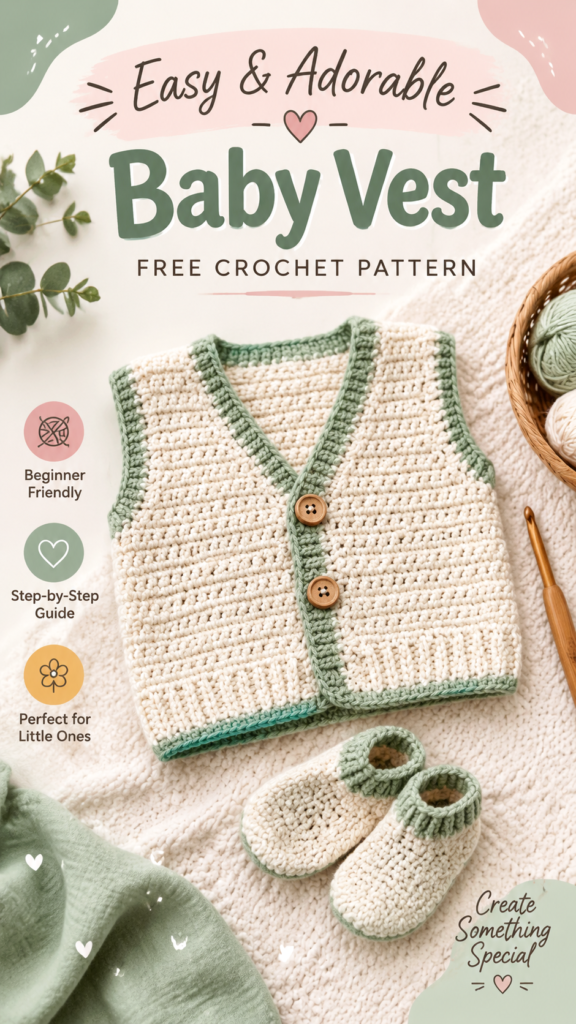 Free Crochet Baby Vest Pattern  Easy V-Neck Baby Sweater Tutorial