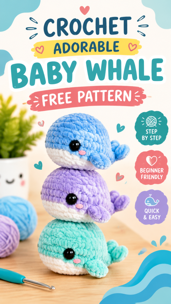 Cute Baby Whale Crochet Pattern Free  Easy Amigurumi Tutorial