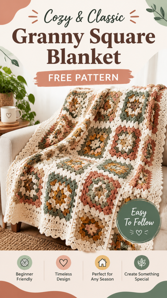 Boho Crochet Baby Blanket Pattern  Cozy Granny Square Blanket