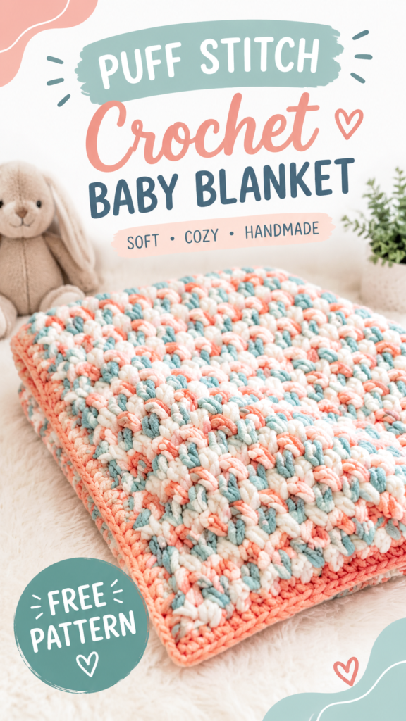 Free Chunky Puff Stitch Crochet Baby Blanket Pattern  Cozy DIY Tutorial