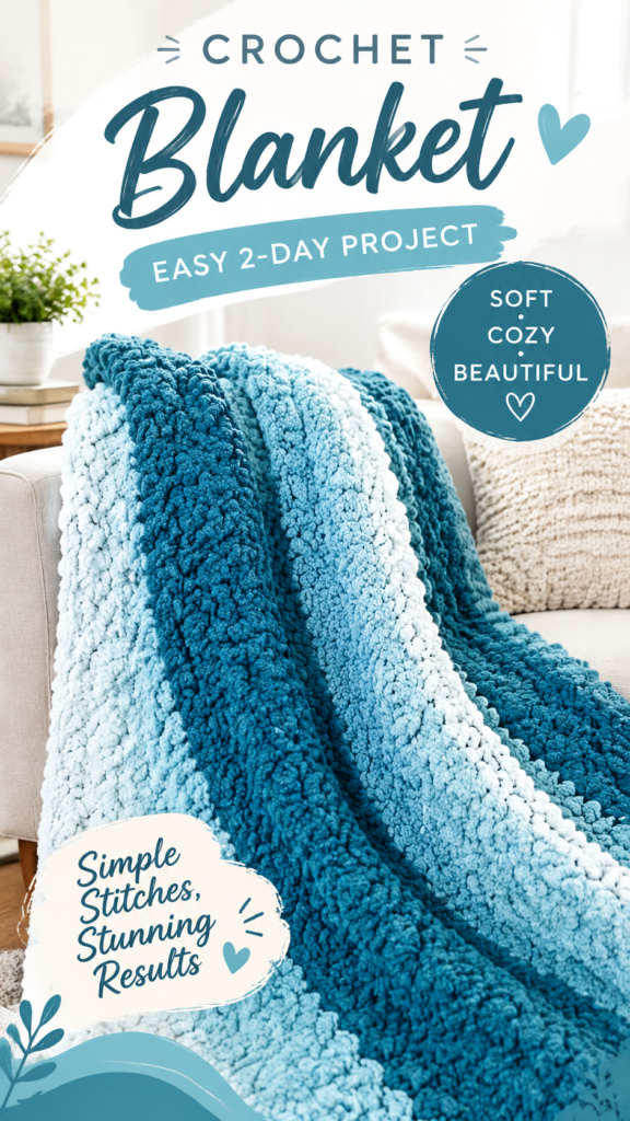 2-Day Chunky Crochet Throw Blanket Pattern for Cozy Home Decor