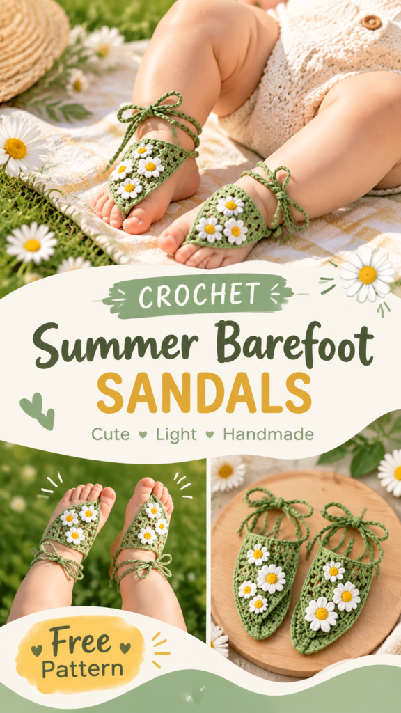 Crochet Baby Barefoot Sandals Pattern  Cute Summer Baby Shoes