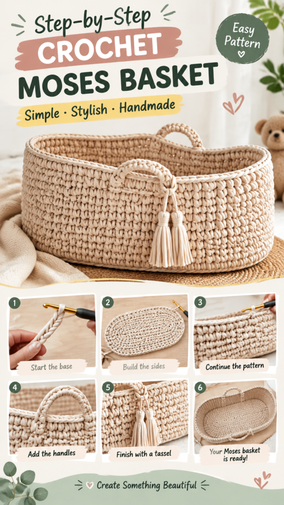 Crochet Baby Basket Free Pattern  Easy DIY Nursery Basket Tutorial