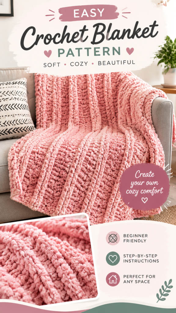 Chenille Crochet Baby Blanket Pattern  Cozy Handmade Throw