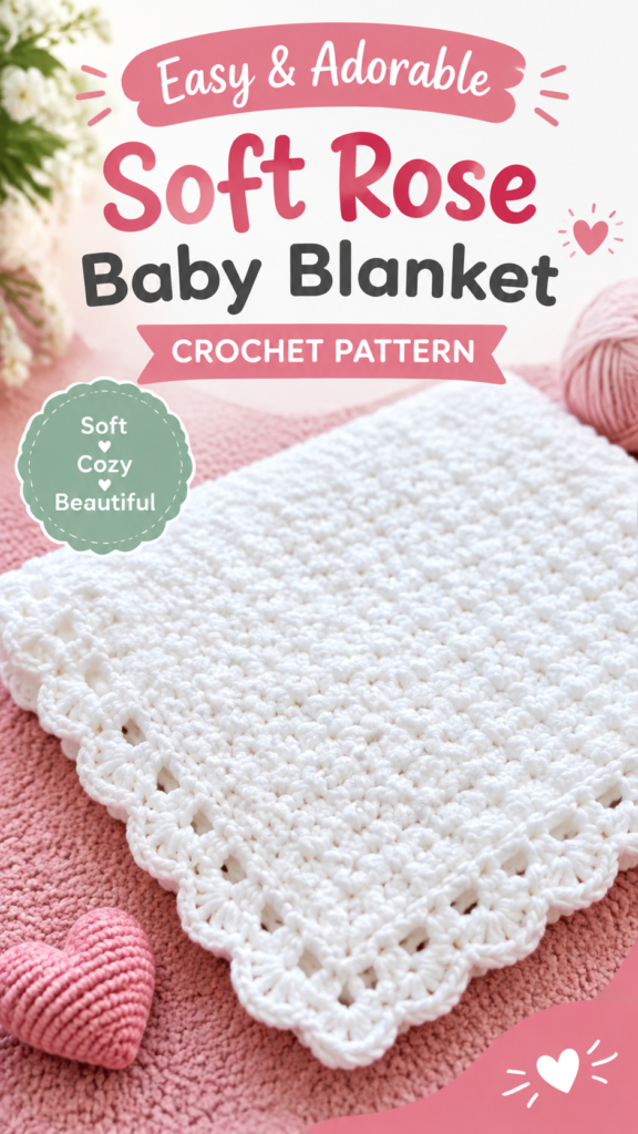 Soft Rose Crochet Baby Blanket Free Pattern for Girls  Easy DIY