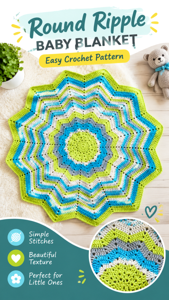 Round Ripple Crochet Baby Blanket Pattern – Easy Circle Afghan