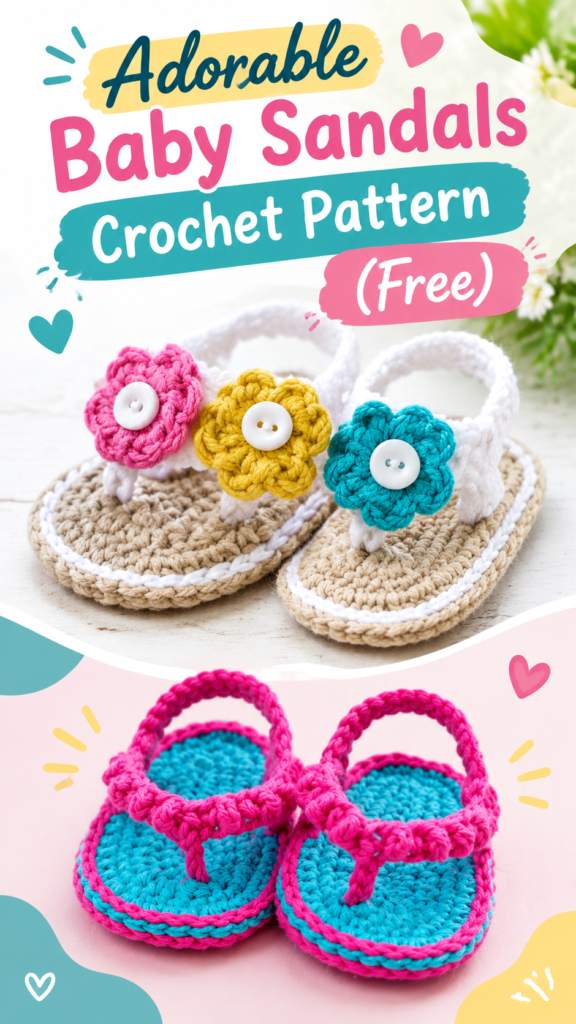 Easy Crochet Baby Flip Flops Pattern  Cute Handmade Baby Sandals