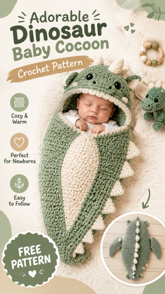 Crochet Dragon Baby Cocoon Gift for Boys  Handmade Newborn Photo Prop