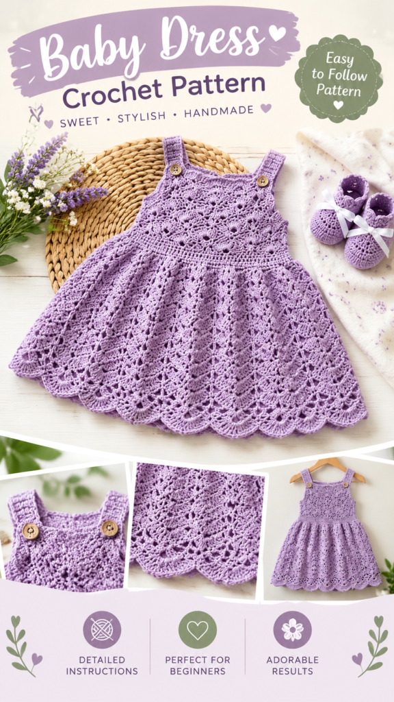 Crochet Baby Girl Dress Patterns  Lavender Lace Crochet Outfit Tutorial