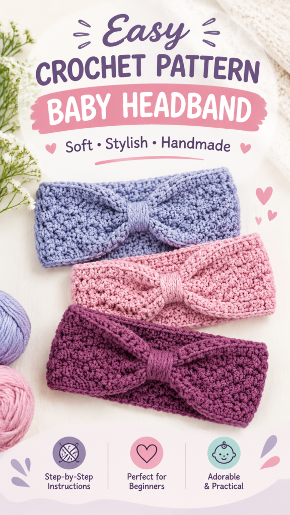 Crochet Baby Headband Free Pattern for Newborns  Easy DIY