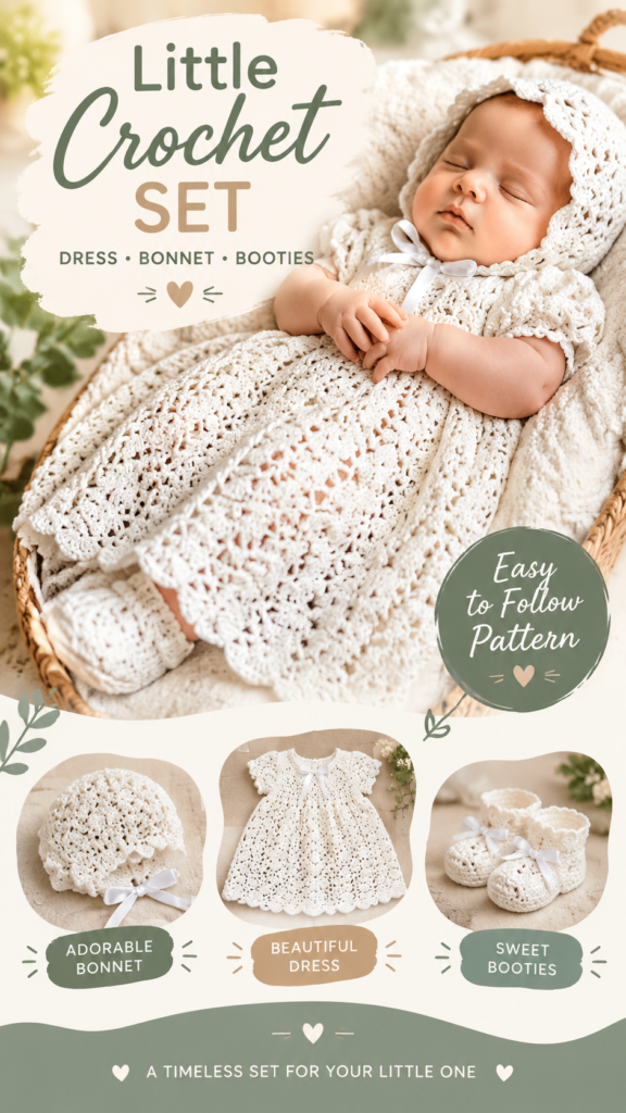 Crochet Baby Layette Set Free Pattern  Newborn Gift Set