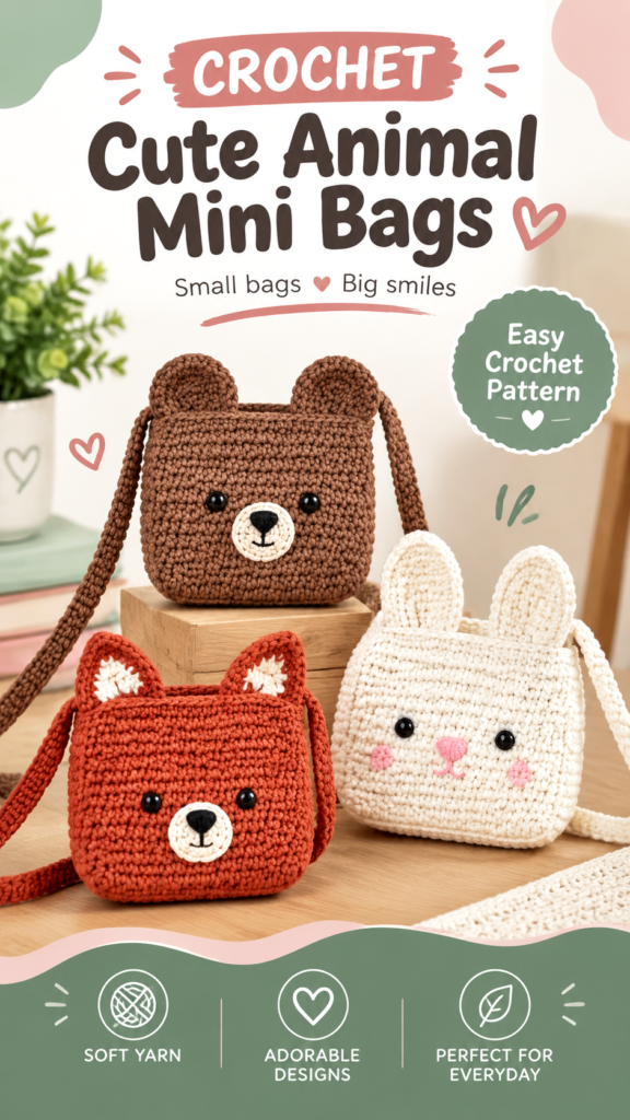 Cute Crochet Baby Purse Pattern for Girls  Handmade Mini Bag Tutorial