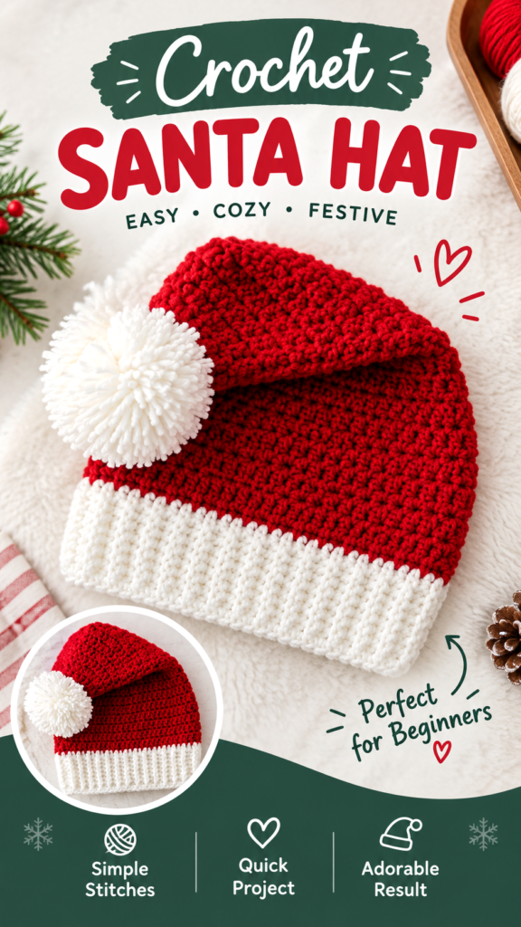 Crochet Baby Santa Hat Free Pattern  Easy Christmas Crochet Hat