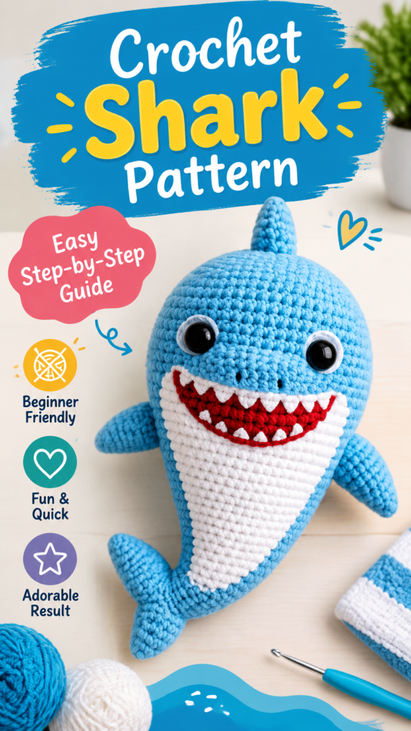 Crochet Baby Shark Free Pattern  Cute Amigurumi Shark Tutorial