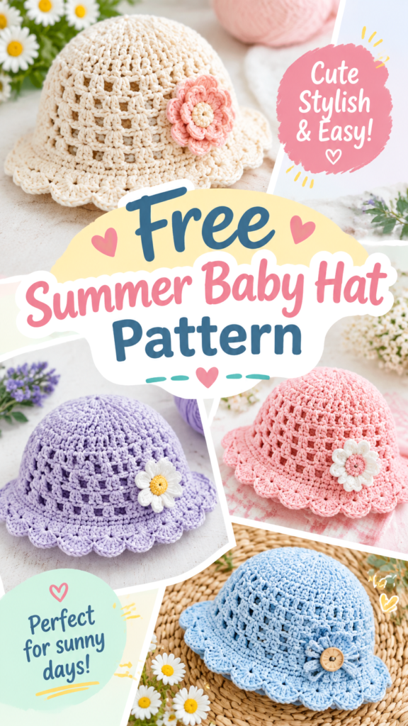Easy Crochet Baby Sun Hat Free Pattern for Summer Beginners