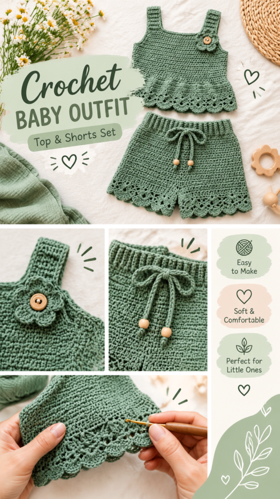 Crochet Baby Top Pattern Free  Easy Infant Outfit
Next Add matching crochet shorts for a complete baby set.