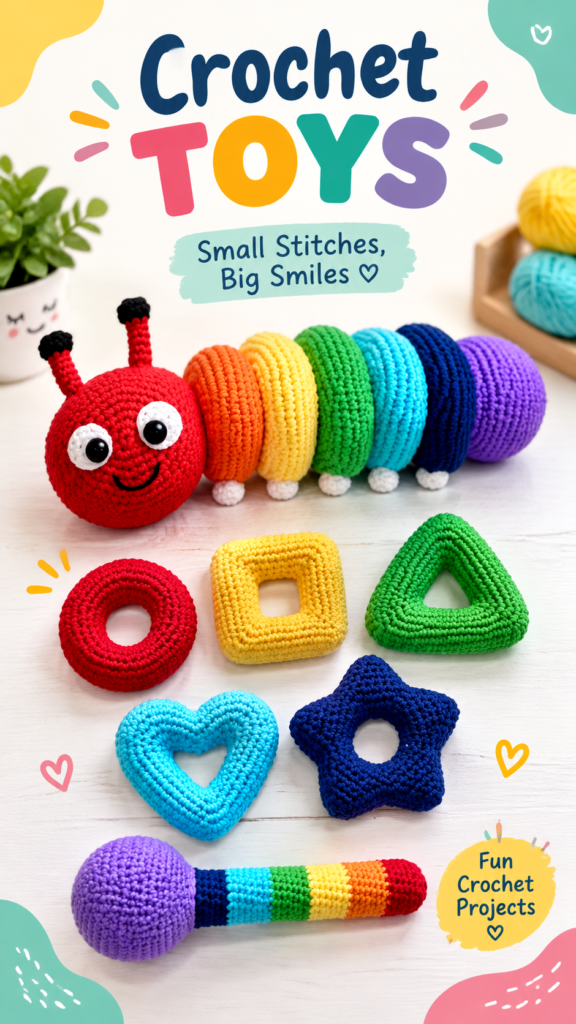 Colorful Crochet Caterpillar Baby Toy Pattern for Beginners