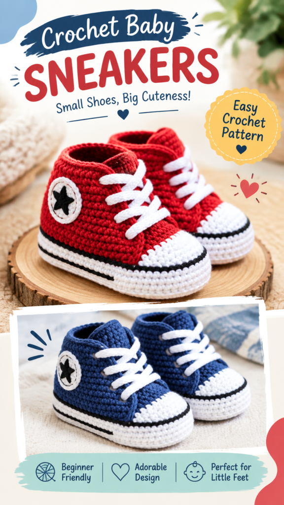 Crochet Converse Baby Shoes Free Pattern  DIY Baby Sneakers
