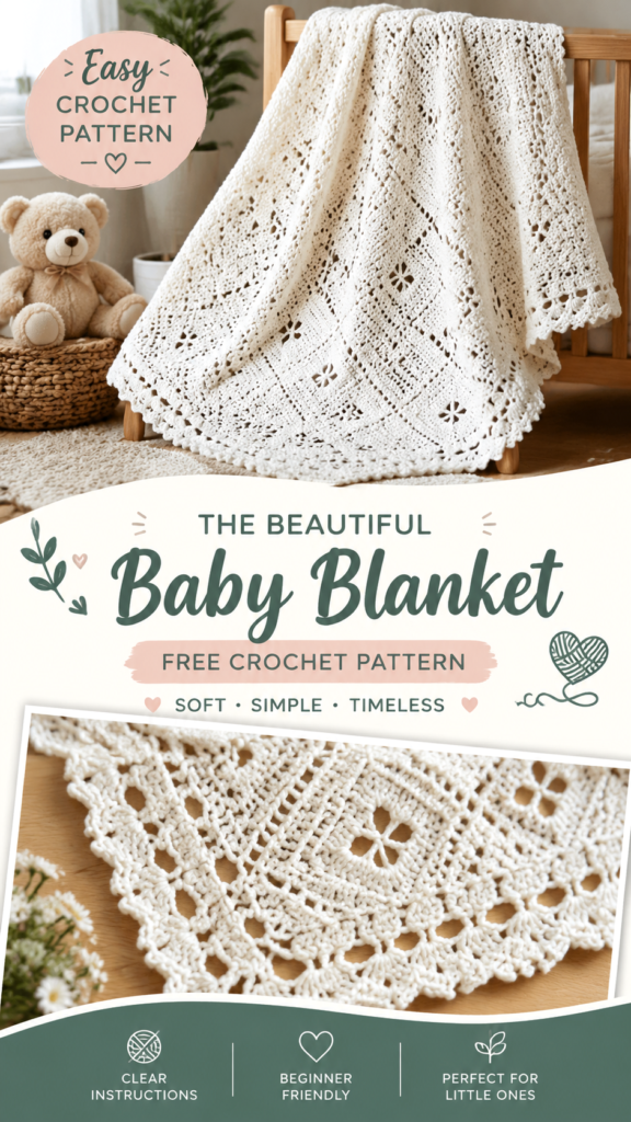 Crochet Filet Baby Blanket Pattern with Elegant Lace Design