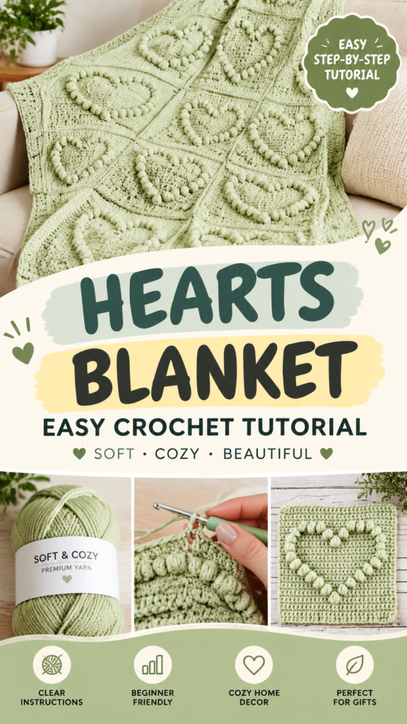 Easy Crochet Heart Baby Blanket Pattern for Beginners